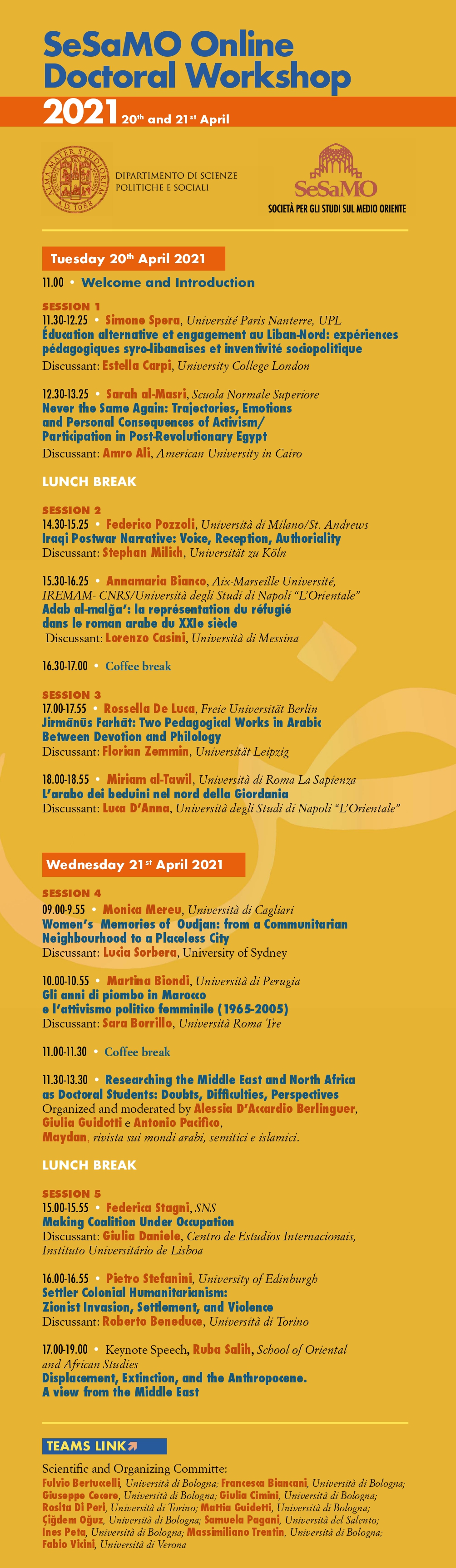 Researching the Middle East and North Africa as Doctoral Students: doubts, difficulties, perspectives.